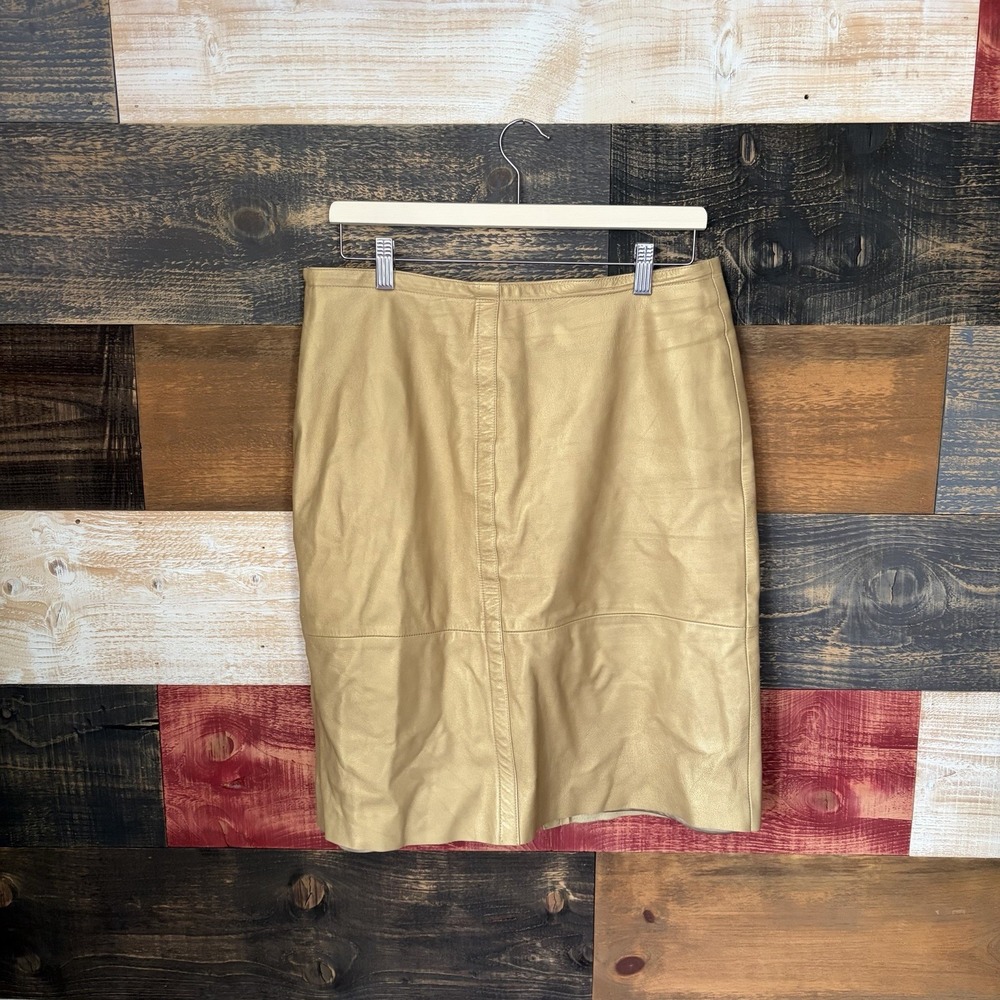 Plein Sud Leather Mini Skirt France Vintage Size 42 Beige 10US - Picture 3 of 8